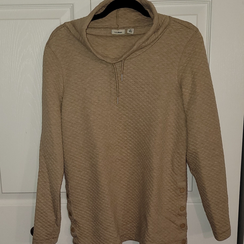 Tan Quilted Pullover with Button Accents